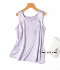 2024 Women's Fashion Spring/Summer New 100%Natural Mulberry Silk Plain Satin Round Neck Sleeveless Solid Color Versatile Vest