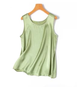 2024 Women's Fashion Spring/Summer New 100%Natural Mulberry Silk Plain Satin Round Neck Sleeveless Solid Color Versatile Vest