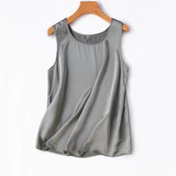 2024 Women's Fashion Spring/Summer New 100%Natural Mulberry Silk Plain Satin Round Neck Sleeveless Solid Color Versatile Vest