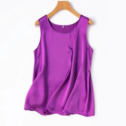 2024 Women's Fashion Spring/Summer New 100%Natural Mulberry Silk Plain Satin Round Neck Sleeveless Solid Color Versatile Vest
