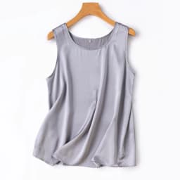 2024 Women's Fashion Spring/Summer New 100%Natural Mulberry Silk Plain Satin Round Neck Sleeveless Solid Color Versatile Vest