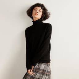 Women's Pullover Autumn/Winter 100% Cashmere Sweater Casual Knitted Sweater High Collar Loose Tops Basic Pile Collar Blouse