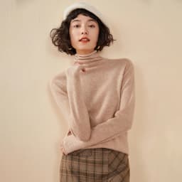 Women's Pullover Autumn/Winter 100% Cashmere Sweater Casual Knitted Sweater High Collar Loose Tops Basic Pile Collar Blouse