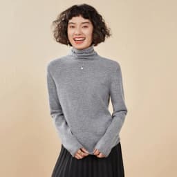Women's Pullover Autumn/Winter 100% Cashmere Sweater Casual Knitted Sweater High Collar Loose Tops Basic Pile Collar Blouse