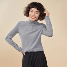 Women's Pullover Autumn/Winter 100% Cashmere Sweater Casual Knitted Sweater High Collar Loose Tops Basic Pile Collar Blouse