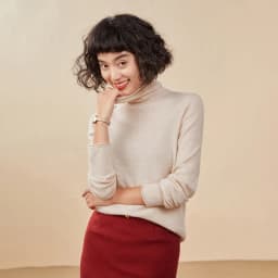 Women's Pullover Autumn/Winter 100% Cashmere Sweater Casual Knitted Sweater High Collar Loose Tops Basic Pile Collar Blouse