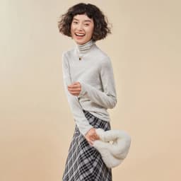 Women's Pullover Autumn/Winter 100% Cashmere Sweater Casual Knitted Sweater High Collar Loose Tops Basic Pile Collar Blouse