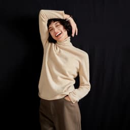 Women's Pullover Autumn/Winter 100% Cashmere Sweater Casual Knitted Sweater High Collar Loose Tops Basic Pile Collar Blouse