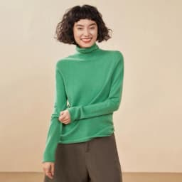 Women's Pullover Autumn/Winter 100% Cashmere Sweater Casual Knitted Sweater High Collar Loose Tops Basic Pile Collar Blouse