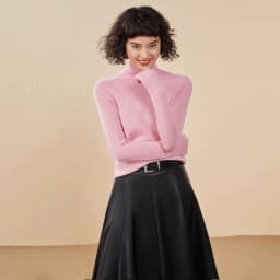 Women's Pullover Autumn/Winter 100% Cashmere Sweater Casual Knitted Sweater High Collar Loose Tops Basic Pile Collar Blouse