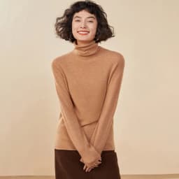 Women's Pullover Autumn/Winter 100% Cashmere Sweater Casual Knitted Sweater High Collar Loose Tops Basic Pile Collar Blouse