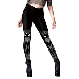 Nadanbao Woman Leggings Horns Gothic Style Skeleton Totem Cat Print Sexy Tight Trousers Length Elastic Fitness Workout Pants