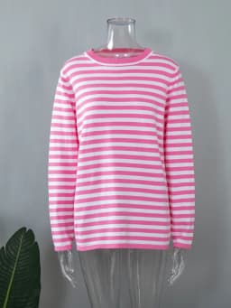 Bornladies Knitted Stripe Sweater Women 2025 Autumn Winter Loose Casual Thick Pullovers Female Warm Long-sleeved Round Neck Tops