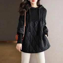Women's Winter Parka 2024 Splicing Temperament Fashion Down Cotton Jacket Ladies Coat Knitting Appear Thin Hooded Female Jacket