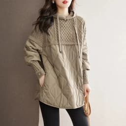 Women's Winter Parka 2024 Splicing Temperament Fashion Down Cotton Jacket Ladies Coat Knitting Appear Thin Hooded Female Jacket