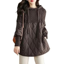 Women's Winter Parka 2024 Splicing Temperament Fashion Down Cotton Jacket Ladies Coat Knitting Appear Thin Hooded Female Jacket