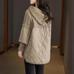 Women's Winter Parka 2024 Splicing Temperament Fashion Down Cotton Jacket Ladies Coat Knitting Appear Thin Hooded Female Jacket
