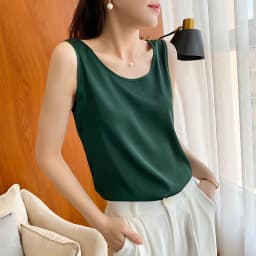 2025 New Camisole Women's Inside With Silk Bottoming Satin Spring Summer Outer Vest Sleeveless Round Neck Silk All-Match Blouse