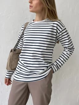 Bornladies 2025 Summer Long Sleeve Striped T-Shirts Women Basic Casual Tops Female Cozy Loose Cotton Tees Harajuku T Shirt New