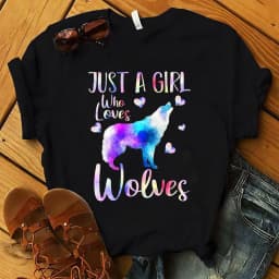 Just A Girl Love Wolves Print Women T Shirt Short Sleeve O Neck Loose Women Tshirt Ladies Tee Shirt Tops Camisetas Mujer