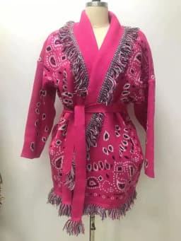 WQJGR High Quality Jacquard Cardigan Sweater Women Wool Cashmere Kniited Tassel Loose Full Sleeve Fashion Autumn Winter