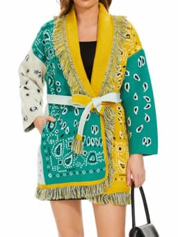 WQJGR High Quality Jacquard Cardigan Sweater Women Wool Cashmere Kniited Tassel Loose Full Sleeve Fashion Autumn Winter