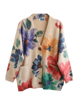 Amax luluE 2024 Autumn Luxury Knitted Cardigans Womens Loose Fashion Warm Floral Sweaters Ladies Printed Casual Elegant Clothing