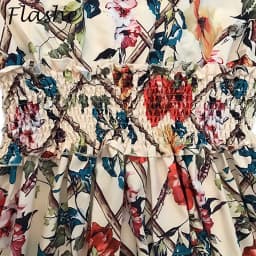 Summer Beach Dress Women Casual Short Sleeve Square Collar Elastic Waist High Waist Bohemian Floral Print Maxi Dress Plus Size