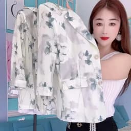 Spring Summer Thin Style Print Small Blazer acket Korean Slim Single Breasted Blazers Three-Quarter Sleeve Sunscreen Suit Coat