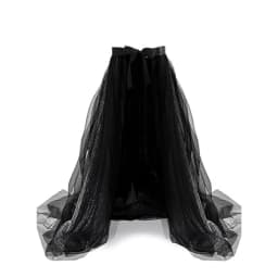 Women Elegant Tulle Tutu Long Skirt High Waist Detachable Overlay Overskirt for Lady Wedding Party Prom Bandage Mesh Maxi Skirt