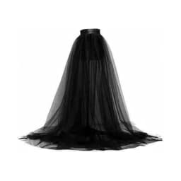 Women Elegant Tulle Tutu Long Skirt High Waist Detachable Overlay Overskirt for Lady Wedding Party Prom Bandage Mesh Maxi Skirt