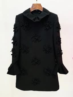 HIGH STREET Newest 2026 Designer Fashion Women's Flare Sleeve Stunning 3D Flowers Appliques Dress