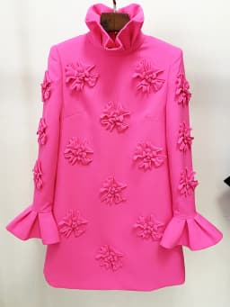 HIGH STREET Newest 2026 Designer Fashion Women's Flare Sleeve Stunning 3D Flowers Appliques Dress