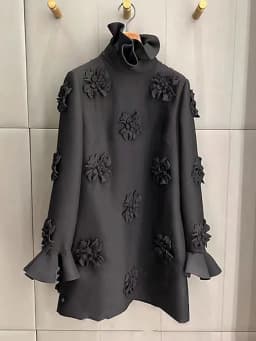 HIGH STREET Newest 2026 Designer Fashion Women's Flare Sleeve Stunning 3D Flowers Appliques Dress