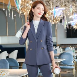 Purple Suit Coat Women's Two Piece Pants Set Suit Fashion Casual Pocket Office Women's Design Women's Jacket and Pants 2022 New