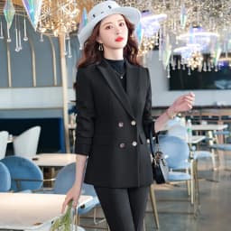 Purple Suit Coat Women's Two Piece Pants Set Suit Fashion Casual Pocket Office Women's Design Women's Jacket and Pants 2022 New