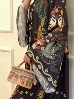 Lapel Three Quarter Sleeve Retro Printing V Neck Dress Autumn Elegant Women Loose Party Dress Femme Lacing Up Maxi Dress Vestido