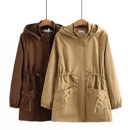 Women Trench Coat 2026 New Solid Mid Long Hooded Windbreaker Middle Aged Mothers Clothes Large Size 5XL 6XL 7XL Female Outerwear