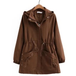 Women Trench Coat 2026 New Solid Mid Long Hooded Windbreaker Middle Aged Mothers Clothes Large Size 5XL 6XL 7XL Female Outerwear