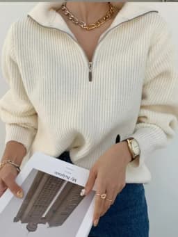 Winter Women's Sweater Long Sleeve Knitted Sweaters Oversize Turtleneck Zippers Loose Solid Turn-down Collar Pullover for Women