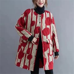 Ethnic Style Cotton Coat for Women in 2023 Winter New Loose Westernized Light Thin Cotton Jacket Artistic Retro Mid Length Coat