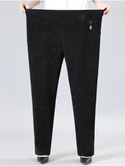 Oversize XL-8XL Corduroy Pants Middle-age Women Fleece Thicken Straight Pants Loose Warm Casual Trousers Mother Autumn Winter
