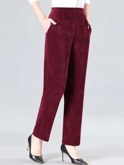 Oversize XL-8XL Corduroy Pants Middle-age Women Fleece Thicken Straight Pants Loose Warm Casual Trousers Mother Autumn Winter