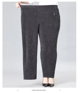Oversize XL-8XL Corduroy Pants Middle-age Women Fleece Thicken Straight Pants Loose Warm Casual Trousers Mother Autumn Winter