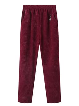 Oversize XL-8XL Corduroy Pants Middle-age Women Fleece Thicken Straight Pants Loose Warm Casual Trousers Mother Autumn Winter