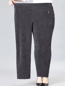 Oversize XL-8XL Corduroy Pants Middle-age Women Fleece Thicken Straight Pants Loose Warm Casual Trousers Mother Autumn Winter