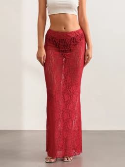 Y2K White Fairycore Boho Floral Lace Maxi Skirts Womens Sheer Low Waist Vintage Long Skirts 2024 Summer Harajuku Holiday Outfits