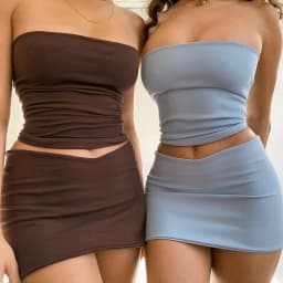 Hugcitar-Top Corto De Tubo Con Pliegues Sin Mangas Conjunto De 2 Piezas A Juego Ropa De Calle De Moda De Verano Ropa De Playa