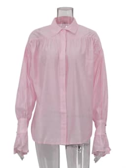 TARUXY Elegant Loose Pink Shirt Office Women's Long Sleeve Button Lapel Blouse Autumn Fashion Solid Color High Street Female Top