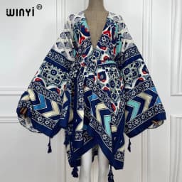 WINYI 2021 America Summer Women Cardigan stitch robe Cocktail sexcy Boho Maxi African Holiday Batwing Sleeve cotton feeling Robe